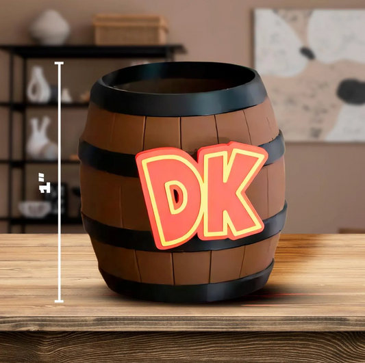 Donkey Kong Barrel | 8” Retro Game Room Decor | 3D Printed DK Collectible